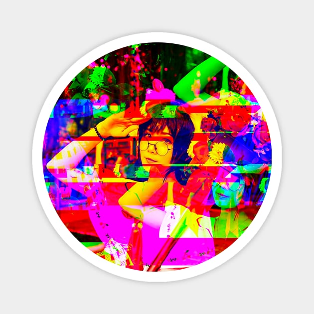 Anime Cosplay Girl Glitch Art 03 Magnet by GLITCH.HUB